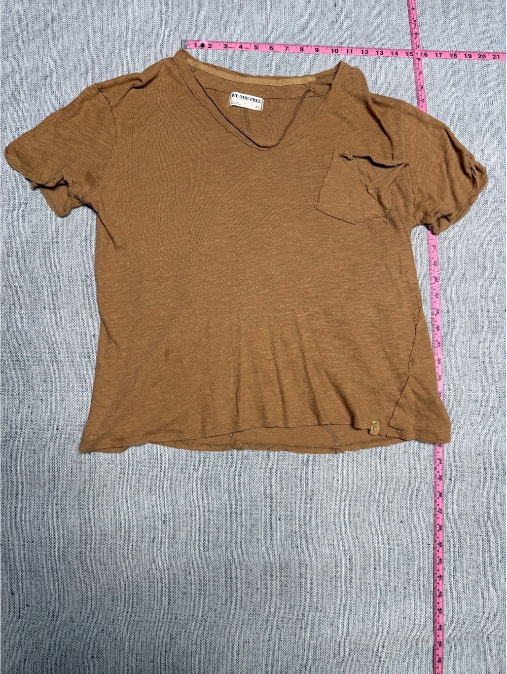 We The Free Brown Linen Cotton Blend Short Sleeve T-Shirt XS